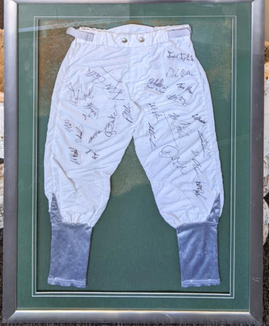 U Framed Jockeys Breeches Signed With Famous Jockeys All Money Going To Martin House Charity 250 01A