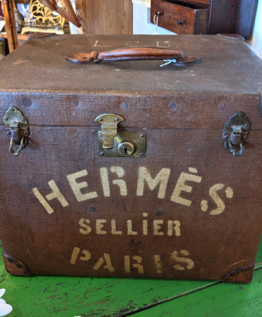 U01 Vintage Canvas Brown Leather Travel Trunk 250 01