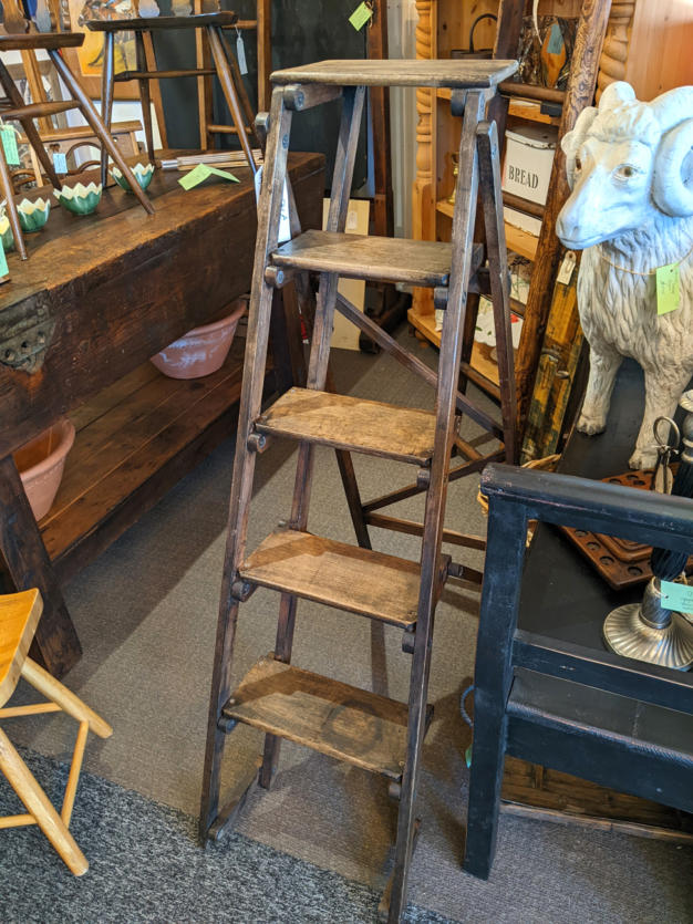 U02 Vintage Ex Post Office Wooden Step Ladders 145 01