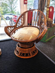 U03 Mid Century Rattan Bamboo Swivel Rocker 295 01