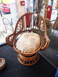 U03 Mid Century Rattan Bamboo Swivel Rocker 295 03