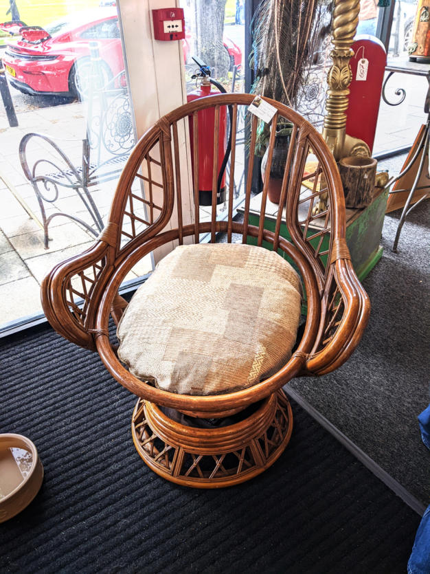 U03 Mid Century Rattan Bamboo Swivel Rocker 295 03