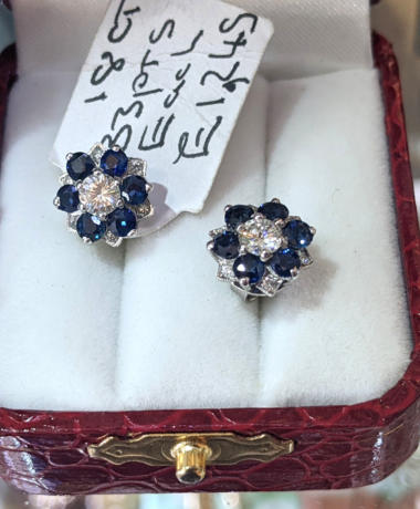U101 18Ct Diamond Sapphire Earrings 1245 01