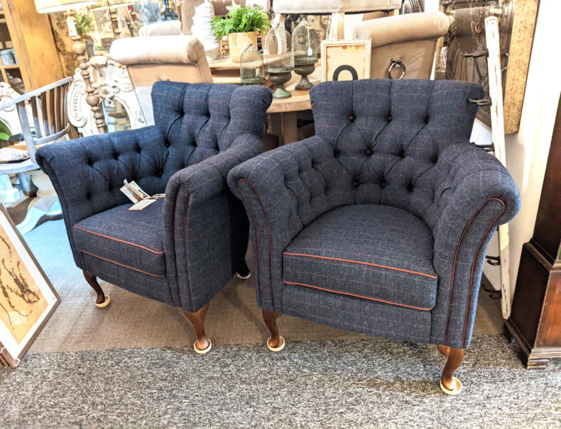U11 Ex Showroom Harris Tweed Wool Chairs £495 Or £850 Pair 01