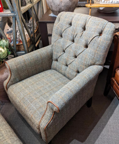 U11 Harris Tweed Ex Display Chair Footstool 695 02