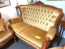 U15 Lovely 2 Seat Sofa 2 Chairs In Upholstered Gold Velvet 395 02