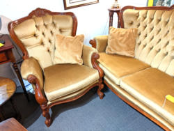 U15 Lovely 2 Seat Sofa 2 Chairs In Upholstered Gold Velvet 395 04