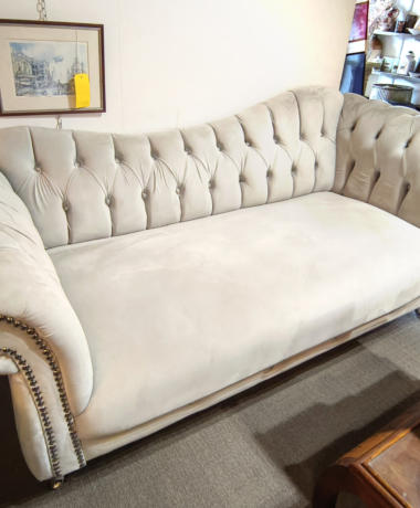 U15 Lovely Grey 3 Seater Chesterfield Sofa 350 01