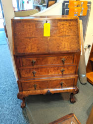 U15 Superb Burr Walnut Bureau Fitted Interior And Laovely Ball Claw Feet With Key 295 02