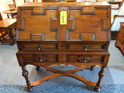 U15 Superb Estate Bureau In Walnut With Cross Shaped Stretcher By Waring Stamped With Crown Pre 1900 2 Keys 245 01