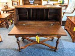 U15 Superb Estate Bureau In Walnut With Cross Shaped Stretcher By Waring Stamped With Crown Pre 1900 2 Keys 245 02