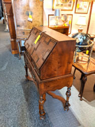 U15 Superb Estate Bureau In Walnut With Cross Shaped Stretcher By Waring Stamped With Crown Pre 1900 2 Keys 245 05