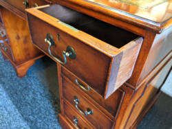 U15 Twin Pedestal Desk With Green Leather Top Two Keys 295 03