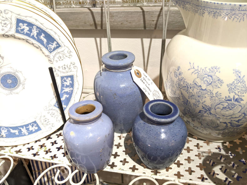 U16 Set Of 3 Glazed Blue Bottles 24 02