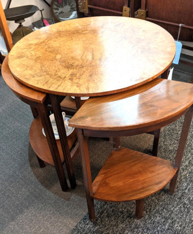 U18 1930S Art Deco Burr Walnut Quortetto Occasional Tables Where The 4 Smaller Tables Hang From The Circular Top 295 04