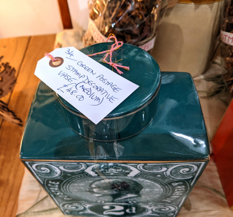 U34 Green Postage Stamp Decorative Vase Medium 48 02