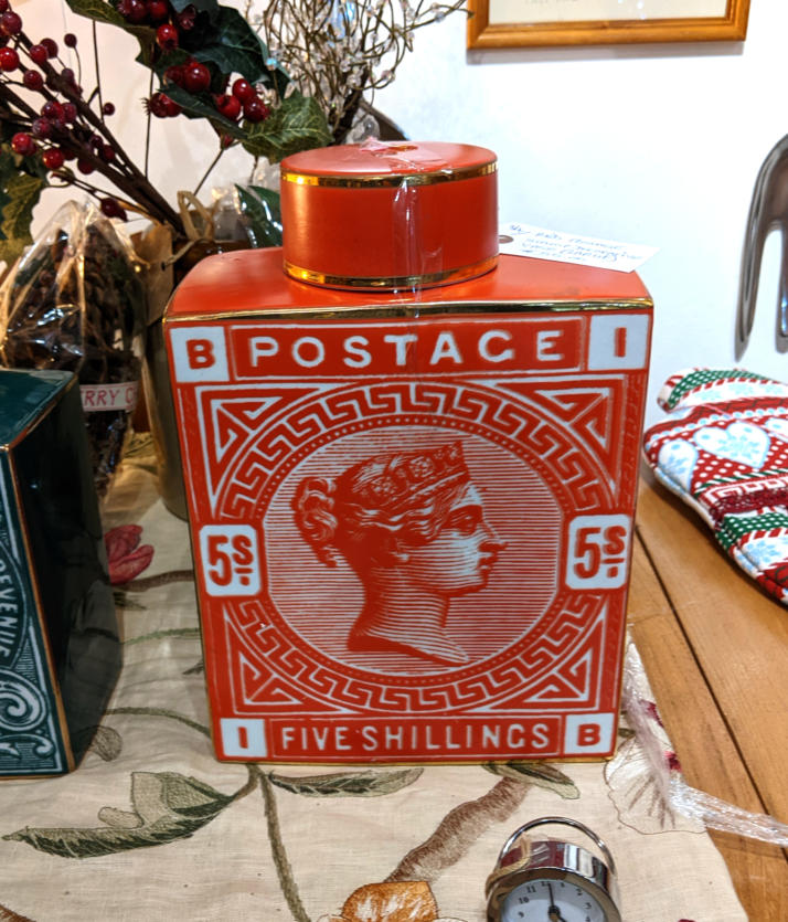 U34 Red Postage Stamp Decorative Vase Large 55 01