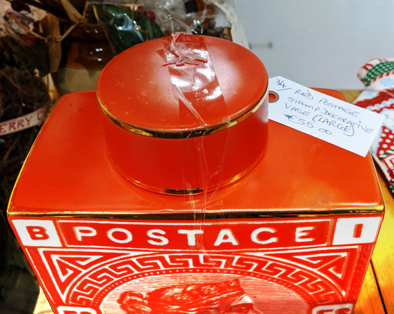 U34 Red Postage Stamp Decorative Vase Large 55 02