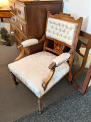 U39 Edwardian Open Chair With Inlaid Detail Original Brass Casters 02