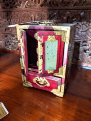 U40 Shanghai Rosewood Carved Jade Jewellery Box 95 01