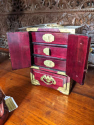 U40 Shanghai Rosewood Carved Jade Jewellery Box 95 02