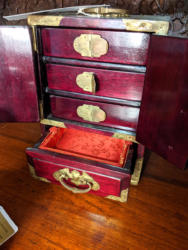 U40 Shanghai Rosewood Carved Jade Jewellery Box 95 04
