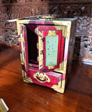 U40 Shanghai Rosewood Carved Jade Jewellery Box 95 01