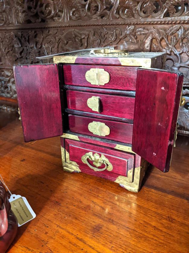 U40 Shanghai Rosewood Carved Jade Jewellery Box 95 02