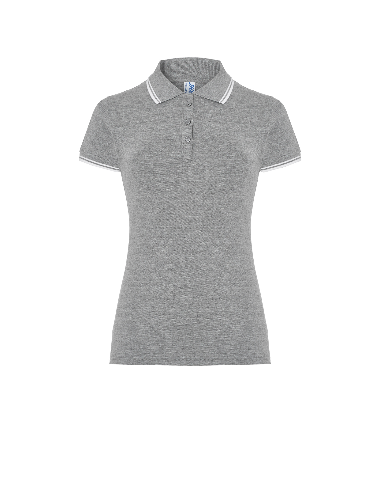 Lady Regular Polo  Grey melange / White