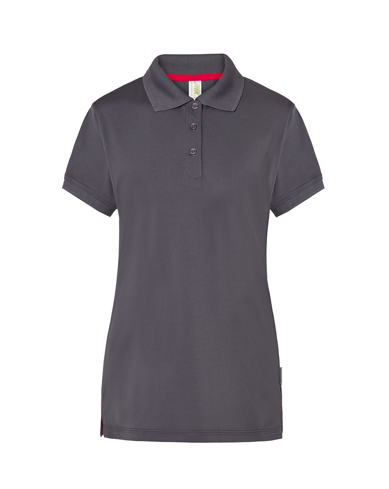 Lady Heavy Sport Pique Polo Charcoal-Red