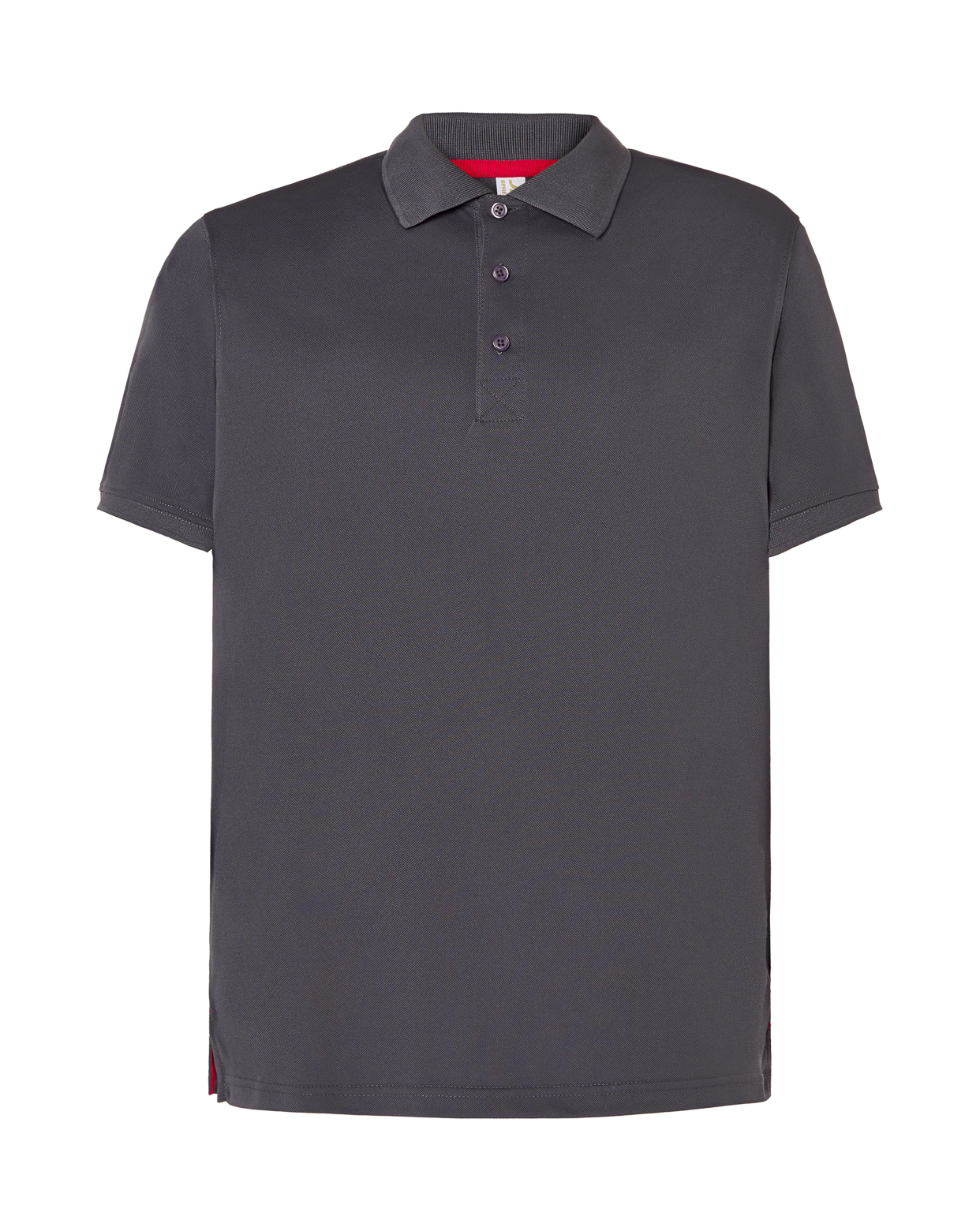 Man Heavy Sport Pique Polo Charcoal-Red