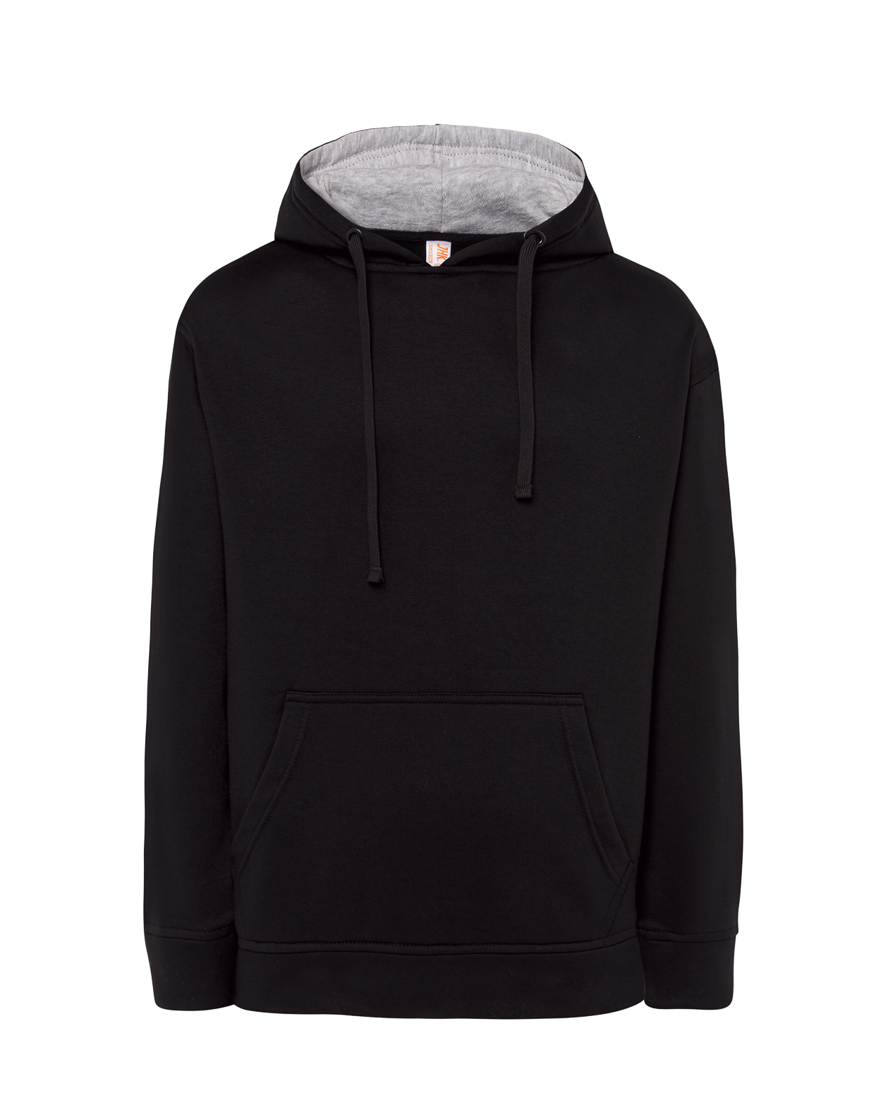 Unisex Ocean Hooded Contrast Kangaroo  Black-Ash Melange