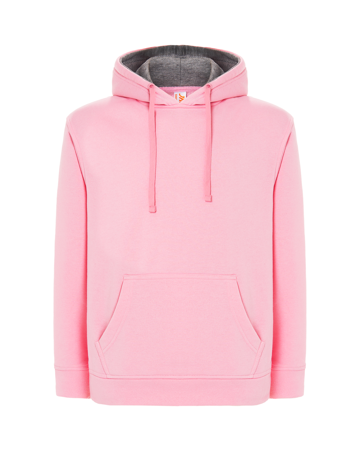 Unisex Ocean Hooded Contrast Kangaroo  Pink-Grey Melange