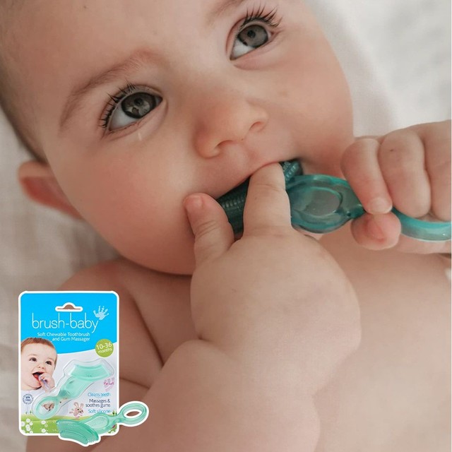 Chewable Toothbrush and Teether Best Baby Brush BrushBaby