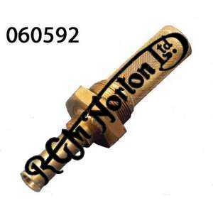 STRAIGHT OUTPUT OIL TANK FILTER FEED UNION, EARLY COMMANDO, STAINLESS