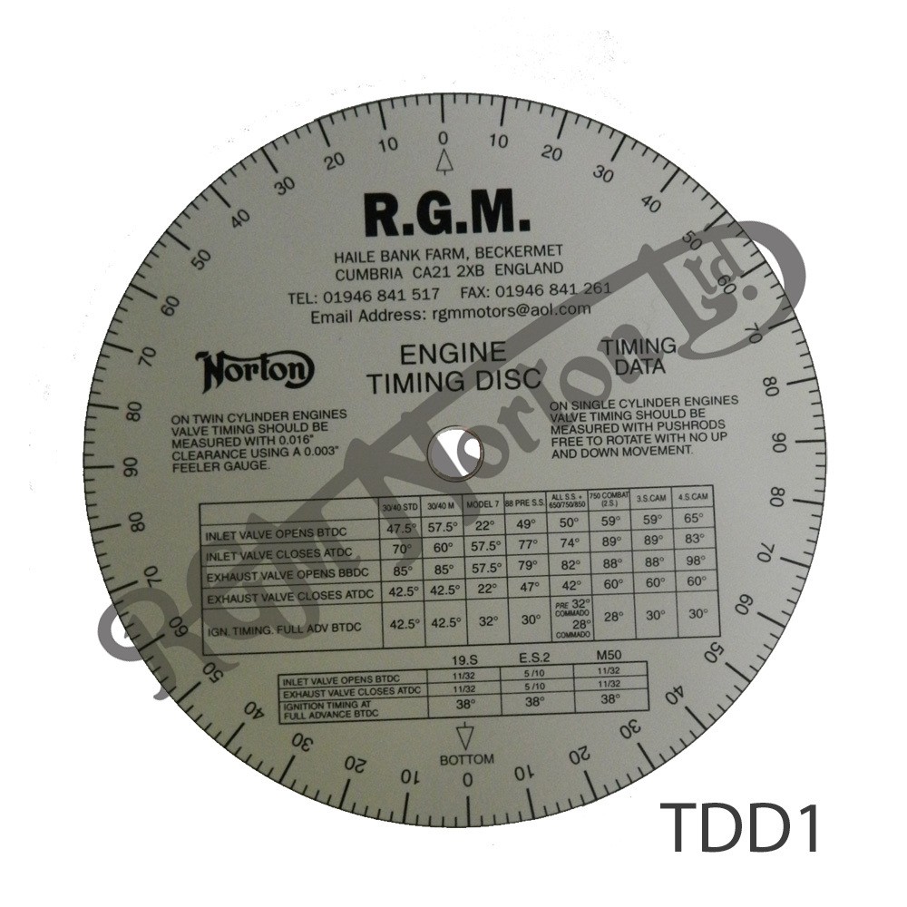 CIRCULAR TIMING DEGREE DISC PRINTED WITH INSTRUCTIONS