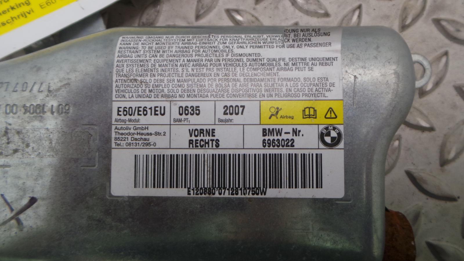 View Auto part AIRBAG RECHTS BMW 5 SERIES 2007