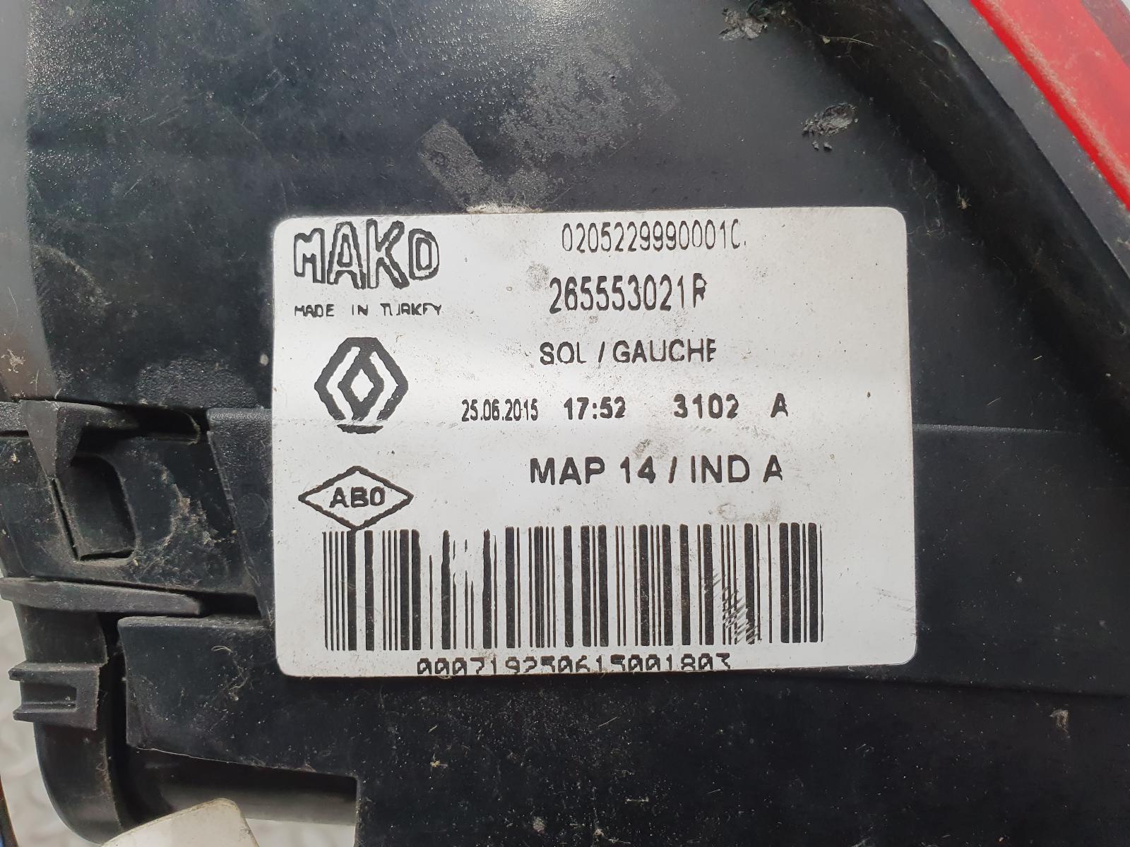2015 RENAULT CLIO ACHTERLICHT L View Auto part ACHTERLICHT L RENAULT CLIO 2015