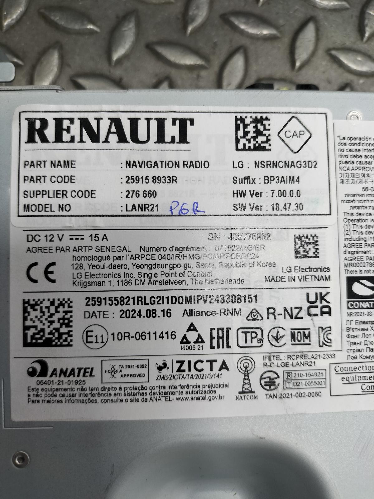 2024 RENAULT CAPTUR NAVIGATIE View Auto part NAVIGATIE RENAULT CAPTUR 2024
