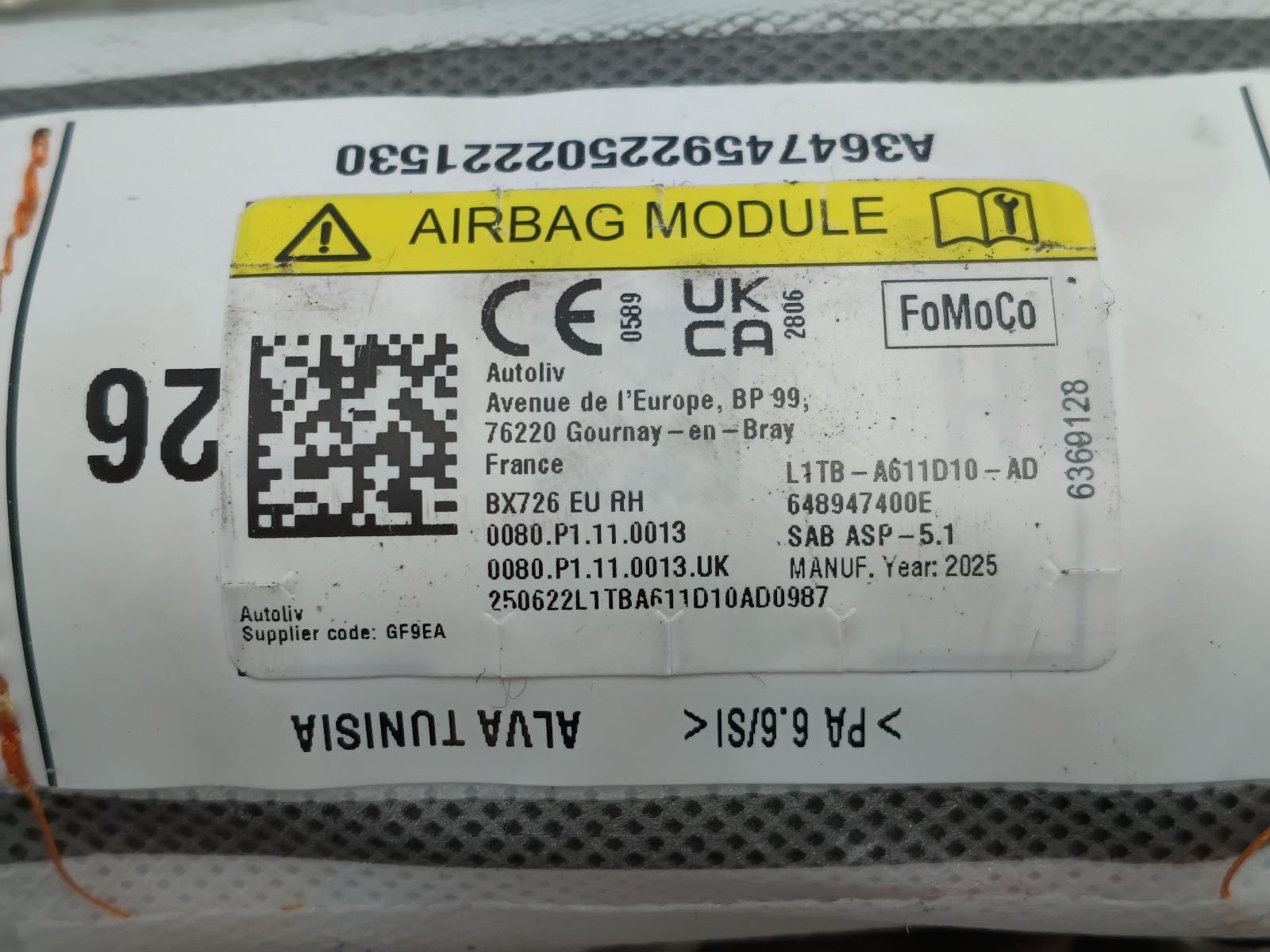 2025 FORD PUMA AIRBAG RECHTS View Auto part AIRBAG RECHTS FORD PUMA 2025