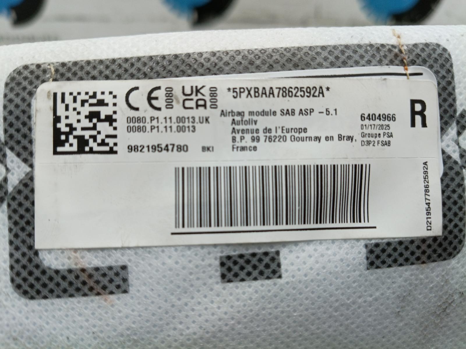 2025 PEUGEOT 208 AIRBAG RECHTS View Auto part AIRBAG RECHTS PEUGEOT 208 2025