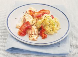 Orata in padella con bacon croccante