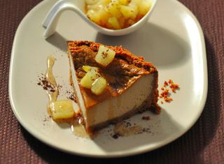 Cheesecake con ricotta, pere e caffè