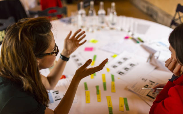 Two participants at a Stephen Spender Trust Translation in Schools workshop at the Dairy, Waddesdon