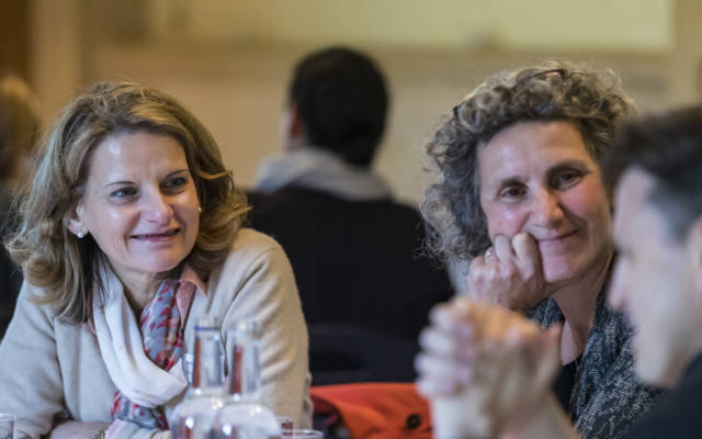 Two women participants at a Stephen Spender Trust Translation in Schools workshop at the Dairy, Waddesdon