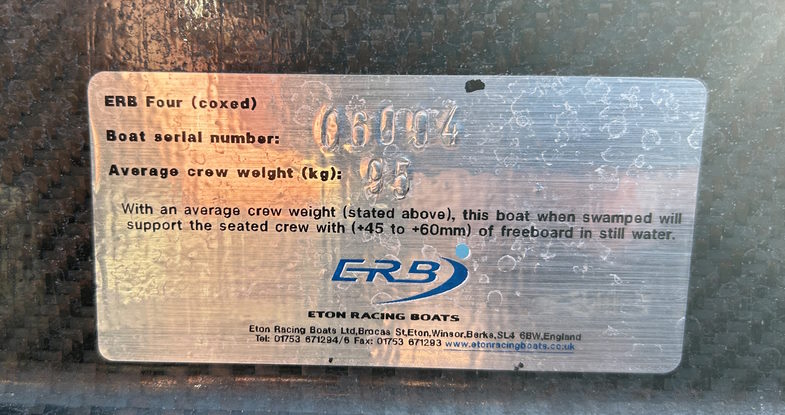 ERB Coxed 4 - Bow loader - 95kg crew weight - image 2