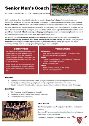 Senior Men's Coach - Oxford College