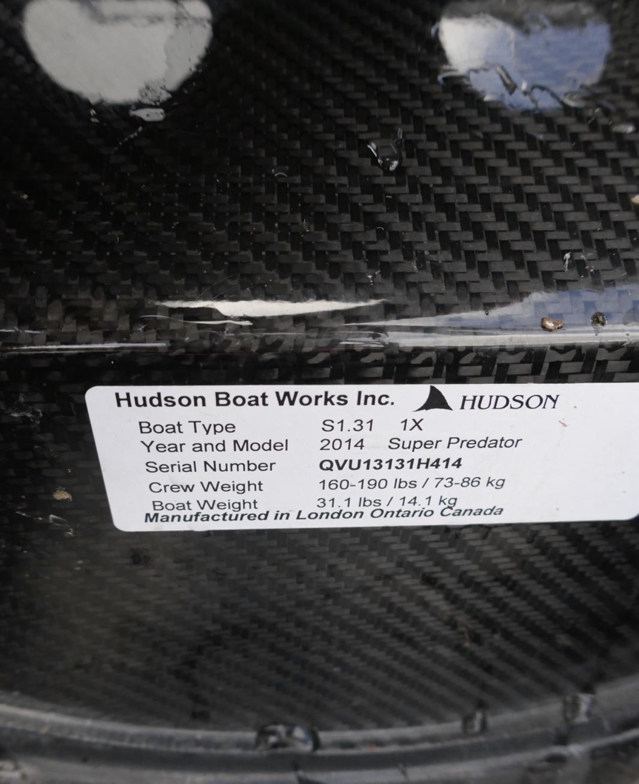 2015 Hudson SP 1x (S1.31 Hull) – Midweight Racing Single Scull (Size 9 Shoes + Brand New Bag) - image 2