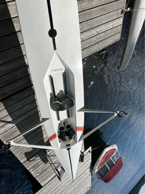 For sale. A great all around rowing shell. Stable enough for a beginner, but fast enough for novice or masters racing or touring.
