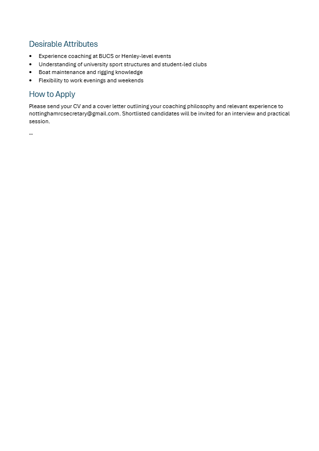 Assistant Coach – Nottingham Trent University Boat Club - image 2